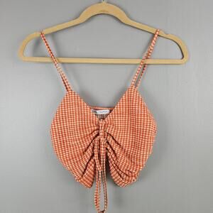 Zara Orange Gingham Crop Top Size Medium